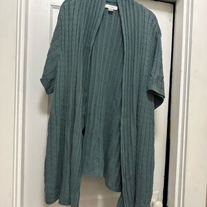 CJ Banks Teal Open-Front Cardigan